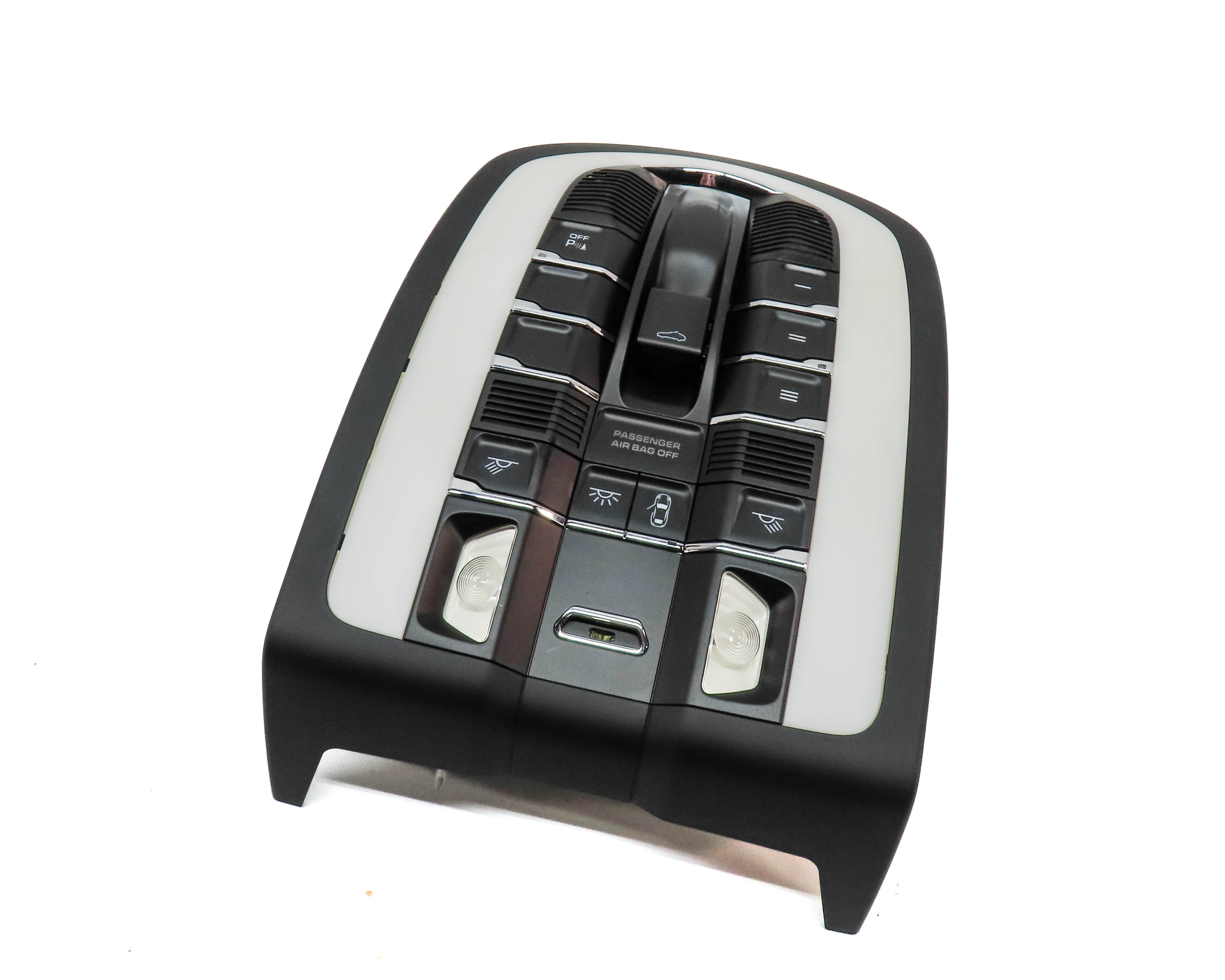 2011 PORSCHE CAYENNE HYBRID (958) FRONT CENTER ROOF PRIMARY DOME LIGHT (BLACK) — exact item pictured